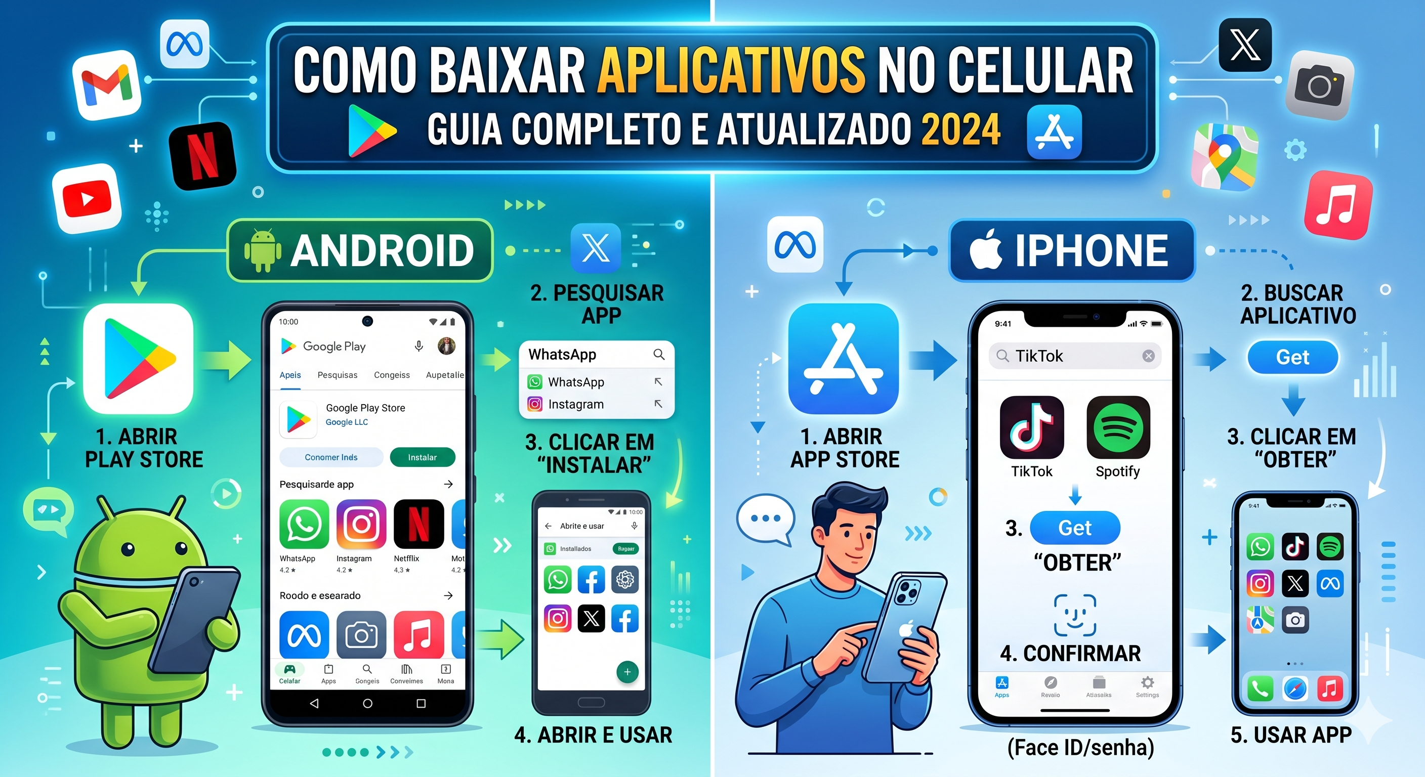 Como Baixar Aplicativos no Celular Android e iPhone (Guia Completo e Atualizado)